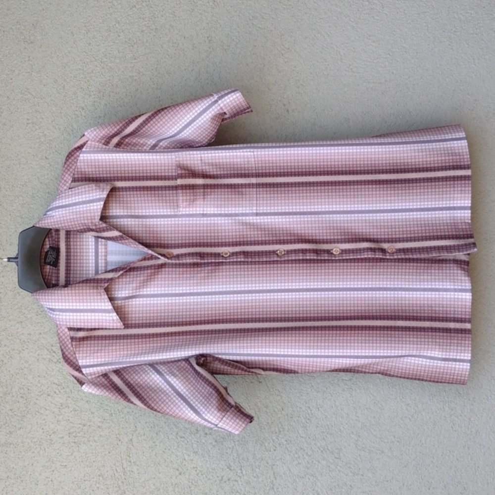 70s VTG Joel Polyester Brown Geometric Shirt M